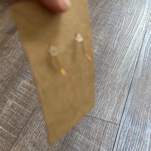 Green and Gold Dangle Polymer Clay Earrings - Picture 4 of 6